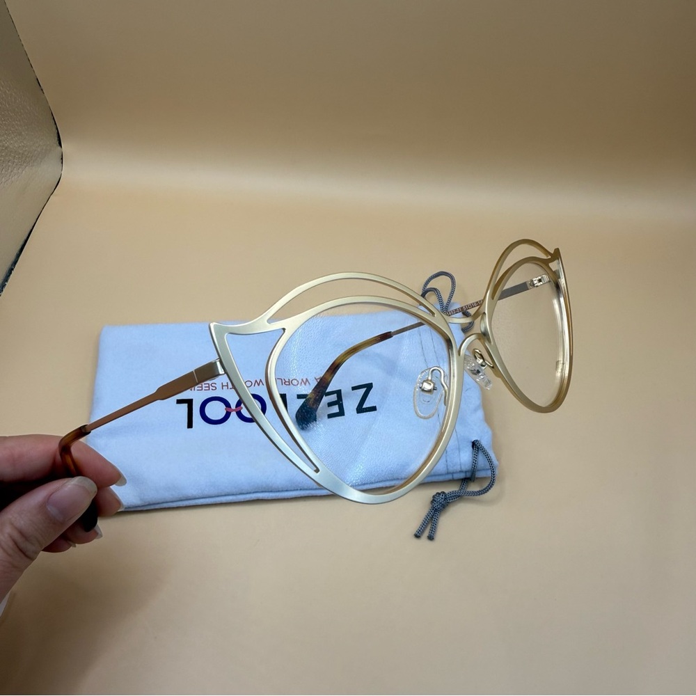 Zeelool Golden Cat Eye Glasses Frames, No prescription - Picture 3 of 6